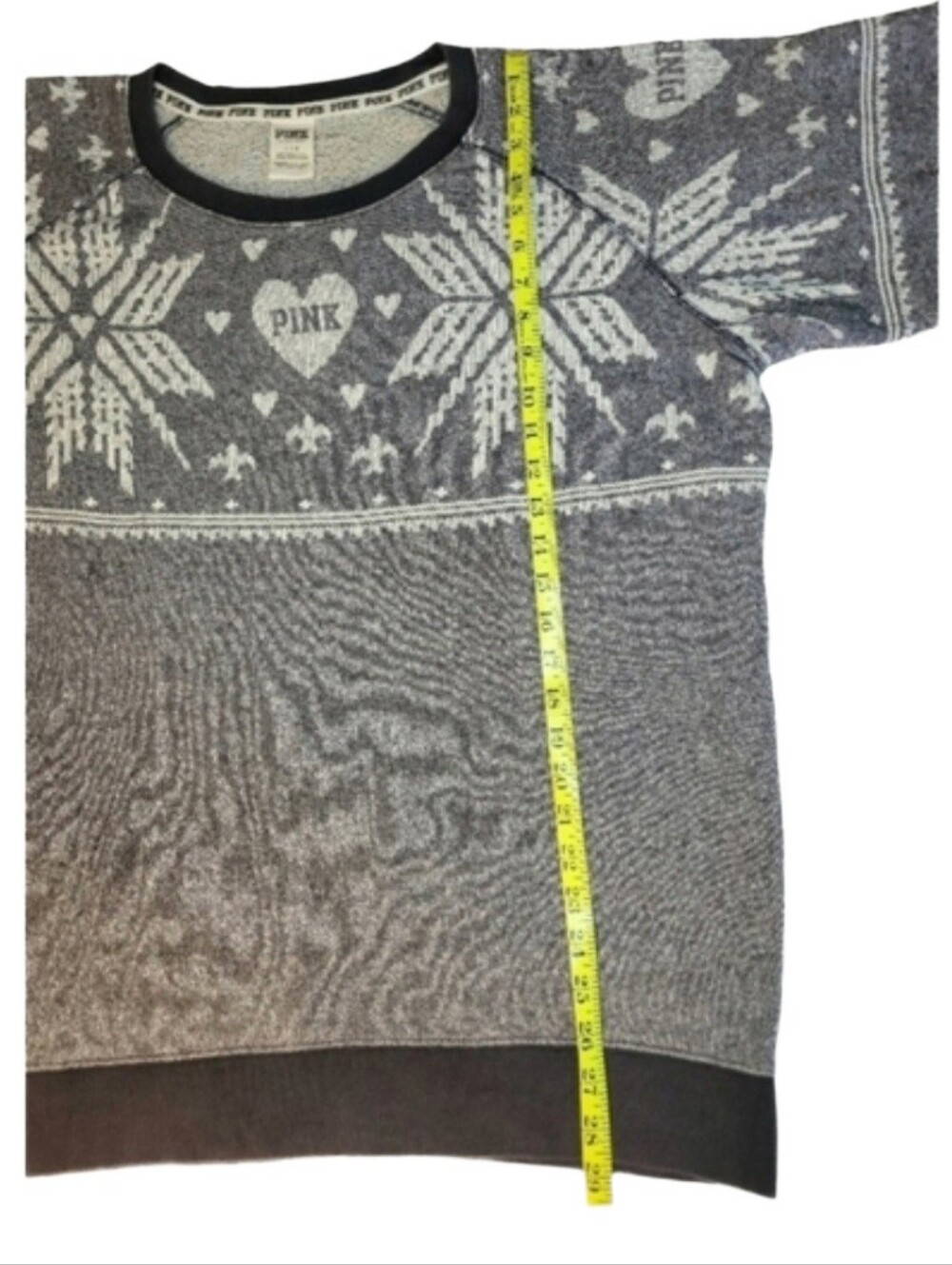 Victoria's Secret Pink Oversized Snowflake Sweater/Tunic Gray White Size Large - Picture 9 of 14